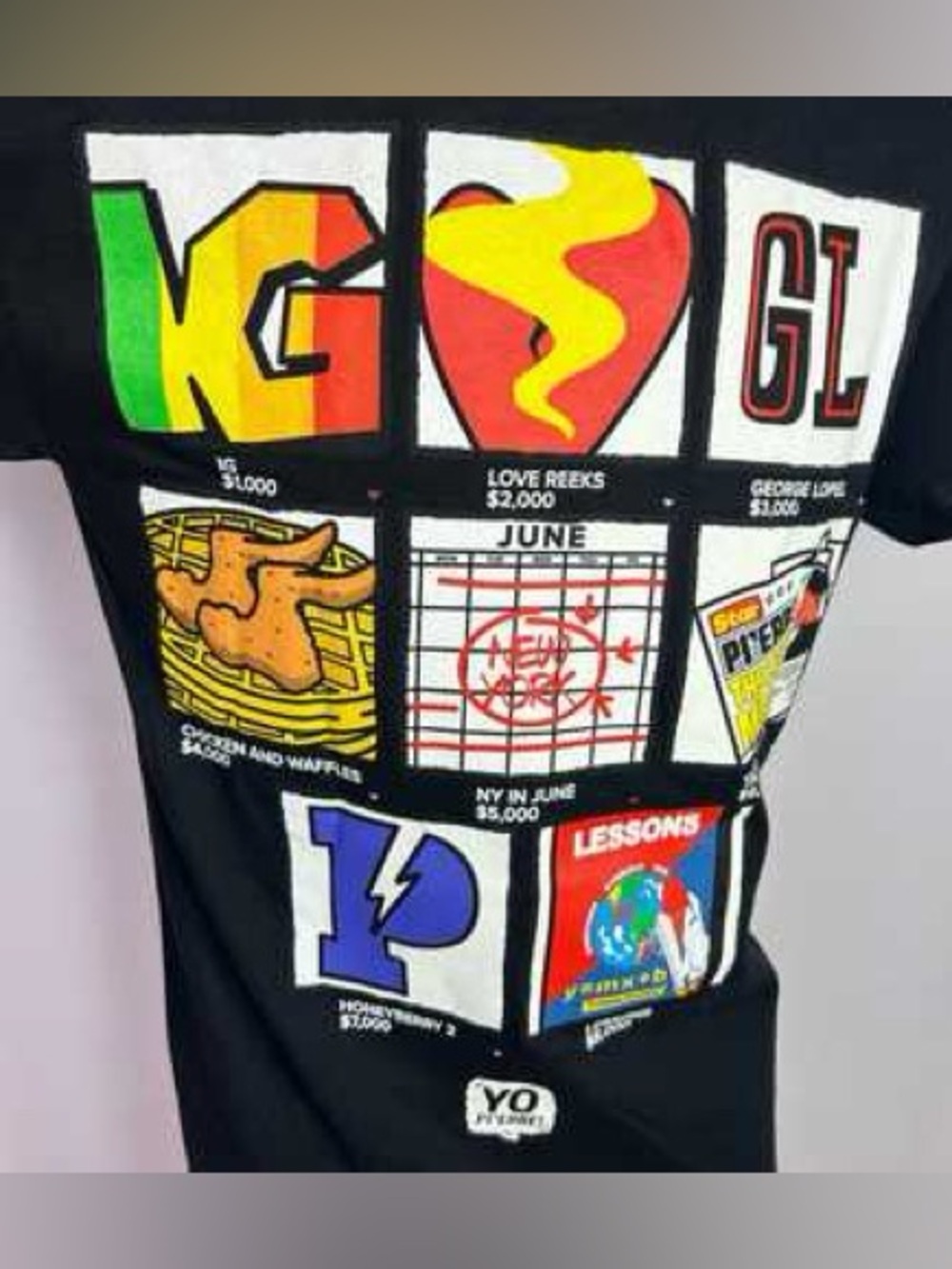 Men’s Pi’erre Bourne GraphicTee - Black with Multicolor Prints Size Medium